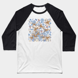 Abstract blue flower pattern Baseball T-Shirt